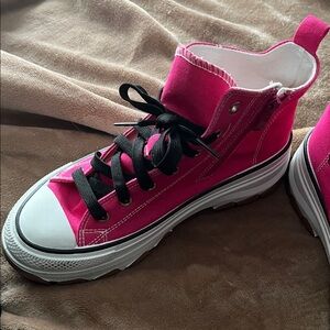 Pink High-Tops with Black Laces